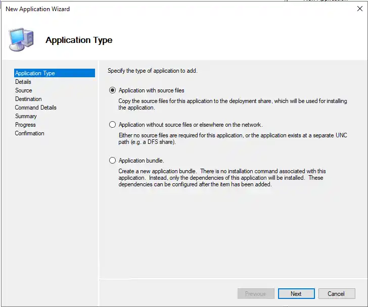 Creating a new Application in MDT